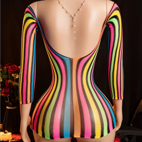 Vibrant mixed colour fishnet Dress - Picture 2 of 2